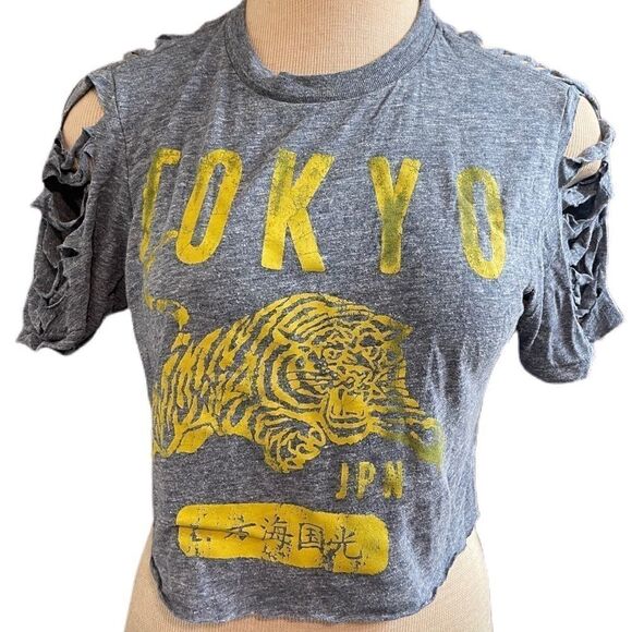 Locker Stock Tokyo Tiger Slashed Crop Top Tee XS - Picture 1 of 10